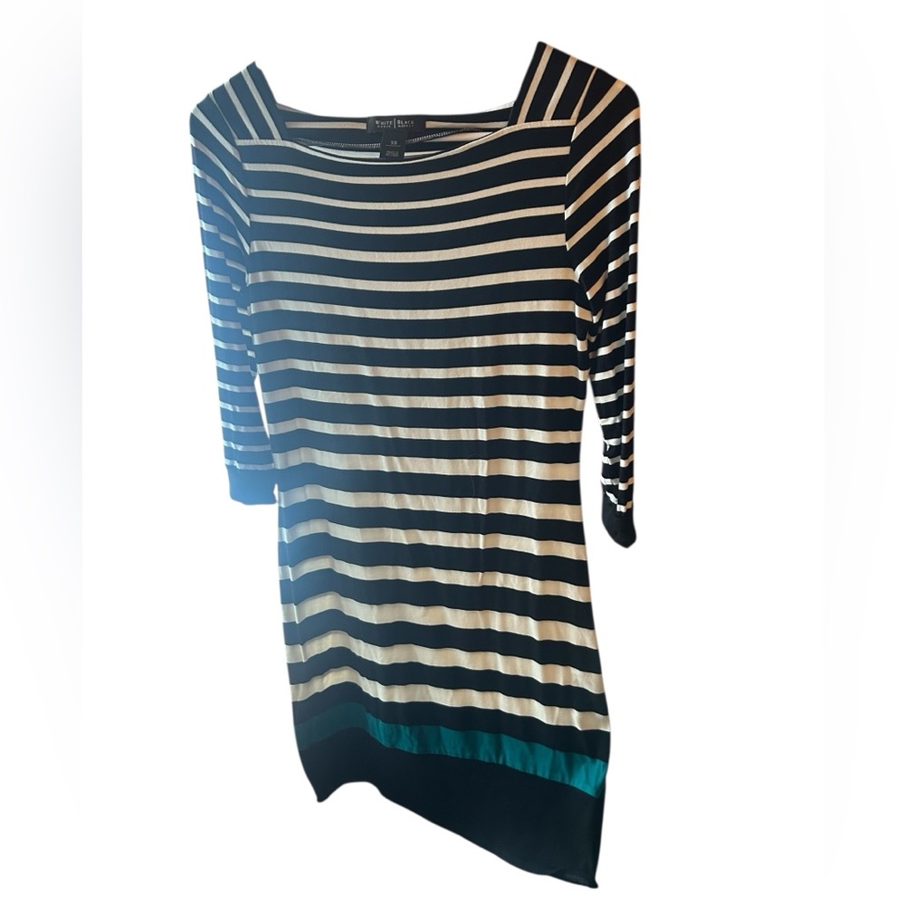 White House black market Striped Black, White, with teal Green accents Dress XS